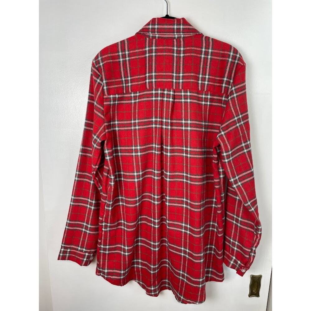 Red Flannel Shirt Womens Size Small Plaid Button Up Shirt Long Sleeve Knit‎ Top - Picture 7 of 16